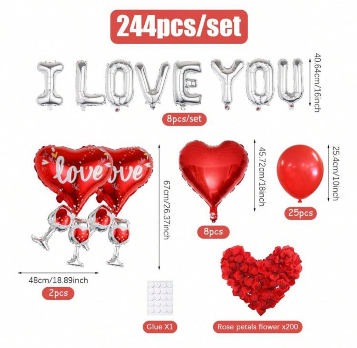 I Love You Balloon set