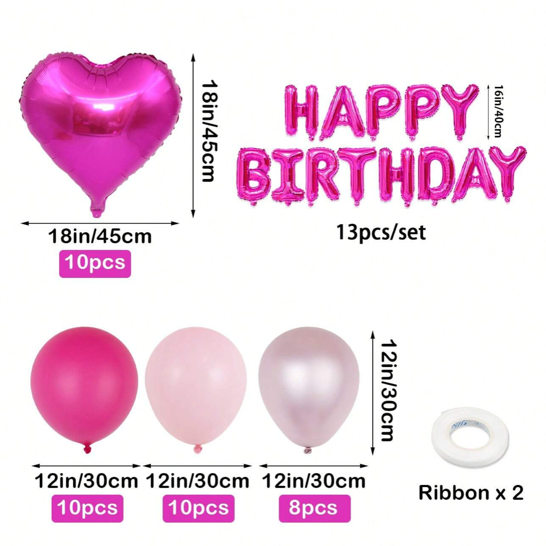 Pink 'Happy Birthday' Balloon Set